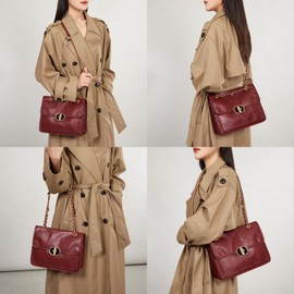 Cnoles Crossbody Bags for Women Fashion Leather Shoulder Bag with Chain Strap Trendy Clutch Satchel bag Ladies Purse (Red)