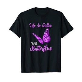 Life With Butterflies Cute Insect Nature T-Shirt