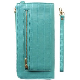 [world closet] Long Wallet, Age of Wind, Colored Pencil Wallet, Women's, L-Shaped Zipper, Holds 24 Cards, Large Capacity, Crocodile Embossing, Enamel, Removable Strap, Women's, 2-Way, Lightweight,