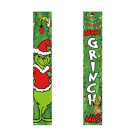 CCAIPU Christmas Door Cover Curtain, Christmas Front Door Banner Backdrop Party Background for Christmas Xmas New Years Holiday Party Decor Supplies