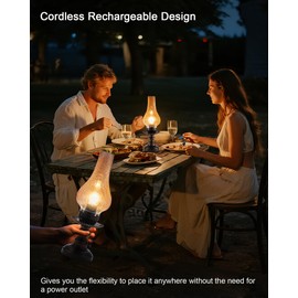 UMEXUS Vintage Rechargeable Cordless Table Lamp with Dimmer & Touch Control, Small Battery Powered Lights, Amber Hand-Blown Glass Retro Farmhouse Lamp for Bedroom, Living Room, Dining Table, Kitchen