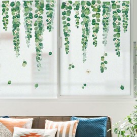 decalmile Window Sticker Hanging Vine Window Stickers Spring Window Decals Green Leaf Plants Anti-Collision Window Film Glass Window Decoration Sticker