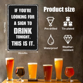 Funny 12x8in Bar Hanging Plaque Signs for Home Bar, Humorous Drink Signs for Bar, Man Cave Metal Accessories and Decoration for Outdoor Bar Patio Basement Door Wall