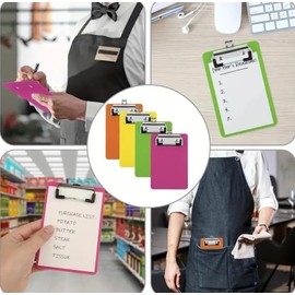 4 Pack Small Clipboards, 4 x 6 InchMini Clip Board Notepads Clipboard, Letter Size Plastic Pocket Clipboard with Low Profile Clip, for Office Classroom Supplies