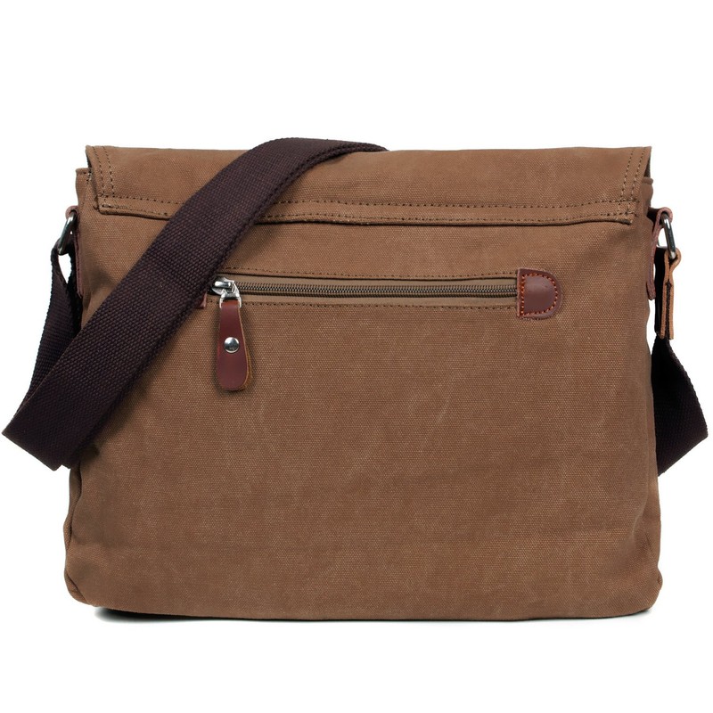 LOSMILE Mens Canvas Messenger Shoulder Bag. (Brown)