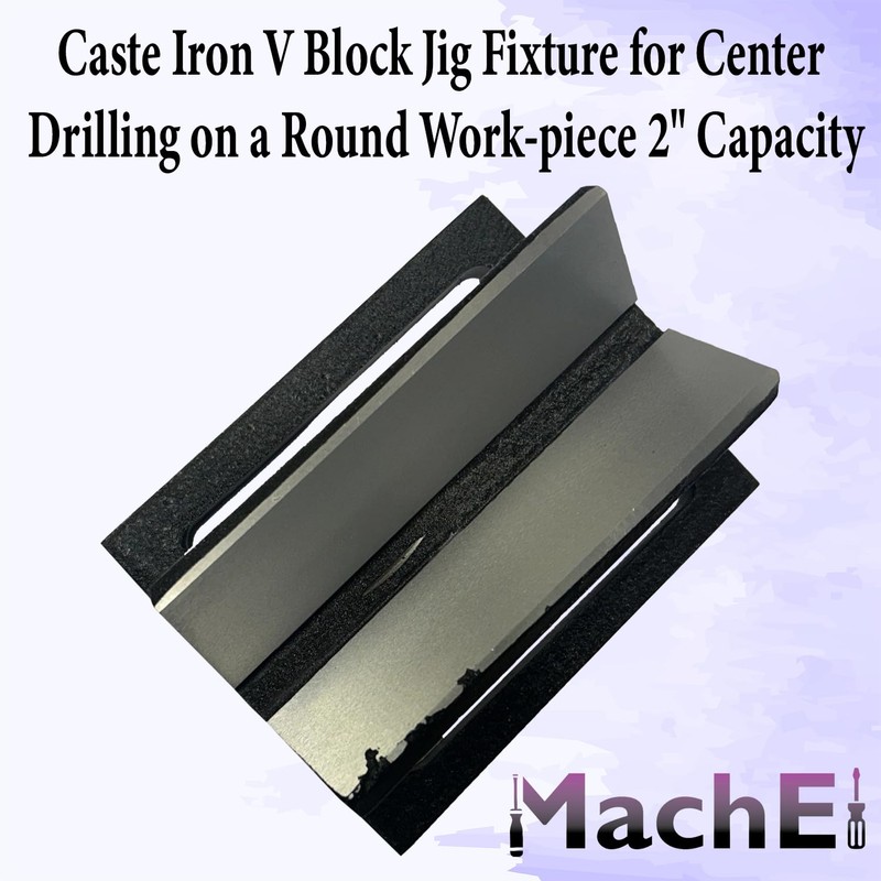 MachEl Cast Iron V Block Jig Fixture for Center Drilling