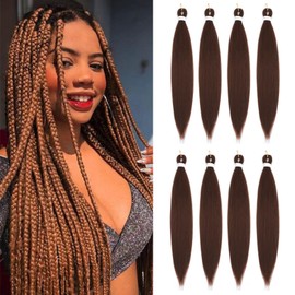 Braiding Hair Pre Stretched 26 Inch 8 Packs Long Braiding Hair Extension Pre Stretched Braiding Hair Professional Synthetic Hair For Braiding Crochet Twist Braids Soft Yaki Texture(26",#30-8P)