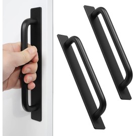 Young Dance Self-Stick Push Pull Cabinet Handles 2pcs – Aluminum Alloy Adhesive Door & Drawer Handles for Cabinets, Sliding Doors & Windows (8.35", Black)