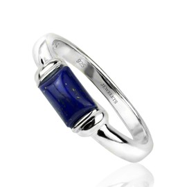 Lapis Lazuli Ring Silver Fine Jewelry Rectangular Gemstone Signet (6.0)