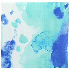 Watercolor Blue Premium Paper Napkins -20 Count (Pack of 1) - Elegant, Ultra-Soft & Decorative Printed Design for Parties, Weddings & Events