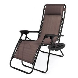 CB COZY BOX CozyBox Adjustable Zero Gravity Lounge Chair with Steel Mesh Fabric: Reclining Lawn Chair Featuring Comfort Pillow, Cup Holder Tray, and Customizable Recline Positions