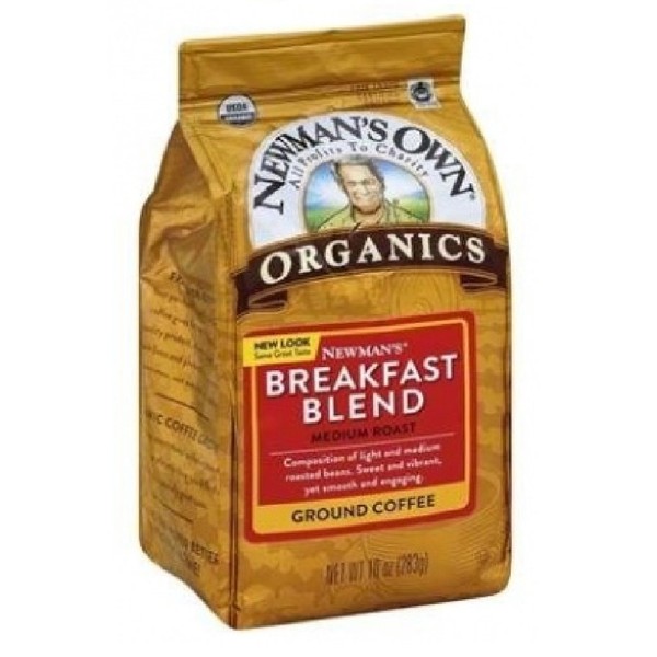 Newman's Own Organics Ground Coffee Breakfast Blend, 10 Ounce, 1 - Pack