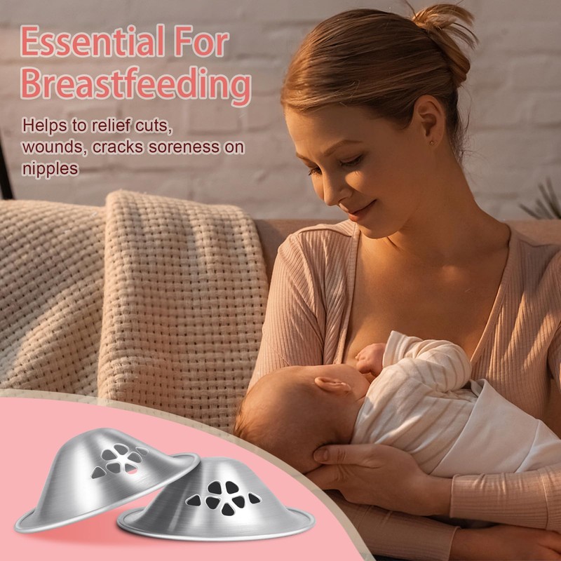 Silver Nursing Cups,Original Perforated Breathable Design,Silver Nursing Cups,Silver Nipple Covers