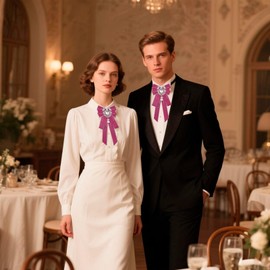 Gsyziux Bow Ties for Women Men, Adjustable Pre-tied Bowtie Rhinestone Bowties Men for Party Prom Banquet Wedding (Rose Red)