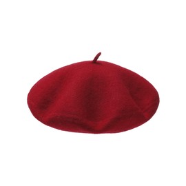 AWAYTR Wool French Beret Hats - Solid Color Artist Beret Hat for Women and Kids (Wine red,Adult)