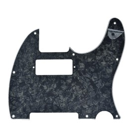 Dopro Tele Guitar Pickguard Scratch Plate with Mini Humbucker Pickup Hole for USA/Mexican FD Telecaster Black Pearl