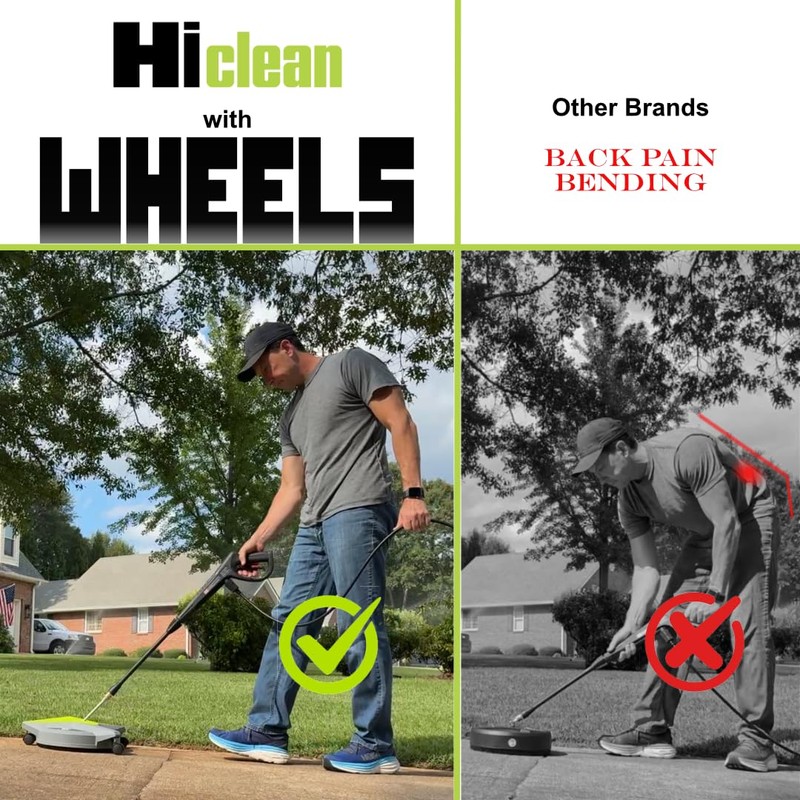 Hiclean 15" Pressure Washer Surface Cleaner with Wheels 3400 PSI
