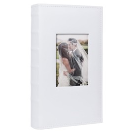 RECUTMS Photo Album Hold 300 4x6 Horizontal Pictures with Front Window for Christmas Weddings Holidays Vacations Family (White)