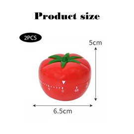 Jimkply 2 Pieces Manual Mechanical Tomato Timer, 60 Minute Countdown with Ring Alarm, Creative Tomato Shape Kitchen Timer for Cooking, Baking, Gym and Classroom