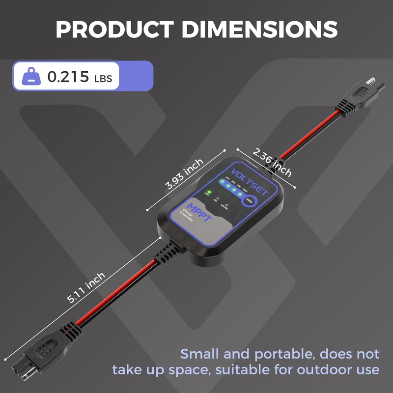 Voltset MPPT Solar Charge Controller : IP65 Waterproof - Display