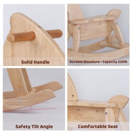 PHUDONGTOYS Natural Wooden Rocking Horse Funny for Toddlers (Ages 2-4) - Durable Rubber Wood, Enhanced Rocking Base, Smooth Surface for Creative Decoration, Foldable Rocking Horse