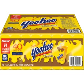 Yoo-hoo Chocolate Flavored Drink, 6.5 fl oz Boxes 40 Pack, Ready to Drink, Caffeine-Free, 99% Fat-Free, High in Calcium & Vitamin D