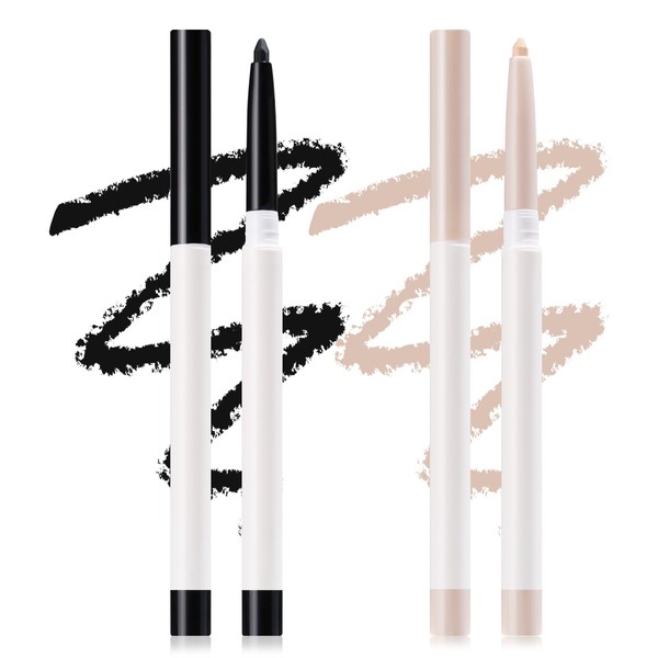 DAGEDA 2PCS Eyeliner Pencil, Waterproof Black Eyeliner Nude Eyeliner, Brightening