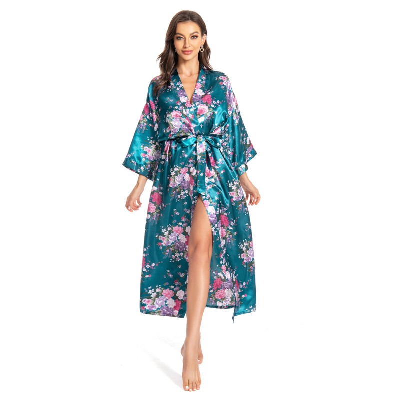 MizzGenio Women's Long Silk Robes Lightweight Long Satin Robes Full