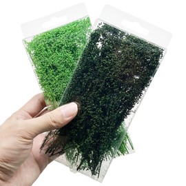 Woohome 2 Colour Scenics Grass Tuft, DIY Miniature Static Grass Tuft, Model Trees Bush for Miniature Tabletop Games, Model Railway, Off-Road Construction, Grass Green and Dark Green
