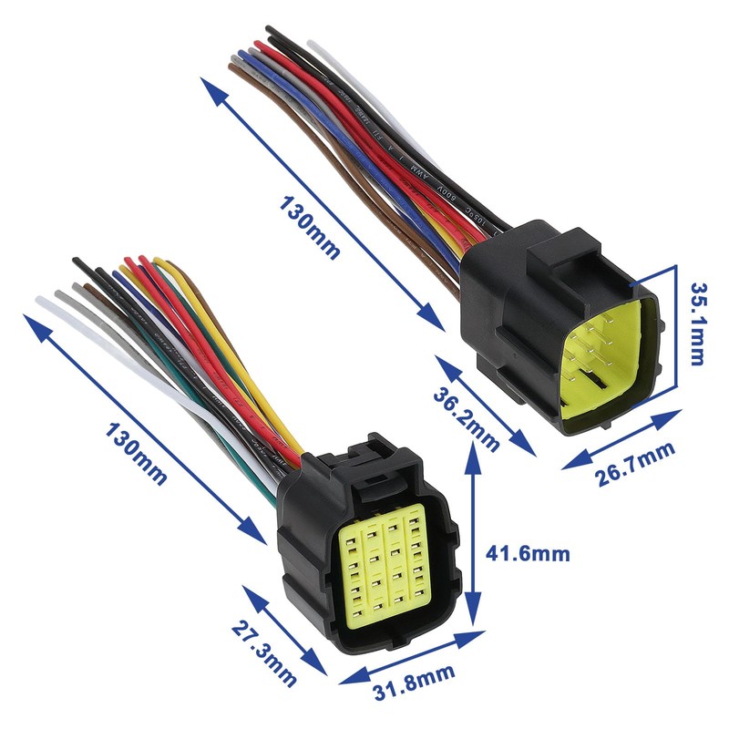 OTOTEC 1 Pair Waterproof 16 Pin Electric Car Plug Sealed