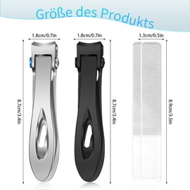 Nail Clippers for Thick Nails, Stainless Steel Nail Clippers Set with Nail File, Toenail Scissors for Thick Nails, Stainless Steel Large Toenail Clippers, Nail Clippers for Seniors Men, 2 Pieces