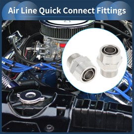 INFINAUTO Push to Connect Air Fittings 35/64" Male Thread Air Line Quick Connector Nickel-plated Copper 3/8"BSPT 2 Pcs Silver Tone