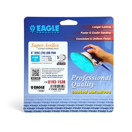 Super Assilex Flexible 6 inch Sanding Discs JOB-PAK, SKY K-600, 7 Holes, Hook & Loop, U193-1538, 5 Discs
