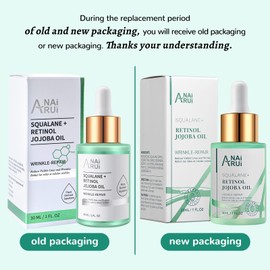ANAiRUi Jojoba Oil Squalane Retinol Jojoba Oil - Face Oil - Nourishes Skin, Reduces Fine Lines and Wrinkles - for Face, Skin, Neck, Hair and Nails Care, 30 ml