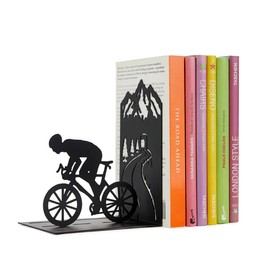 Cyclist Bookend – Decorative Metal Book Holder for Shelves and Desks, Unique Bicycle Design, Ideal for Home and Office Decor, for Cycling Enthusiasts – Sujetalibros