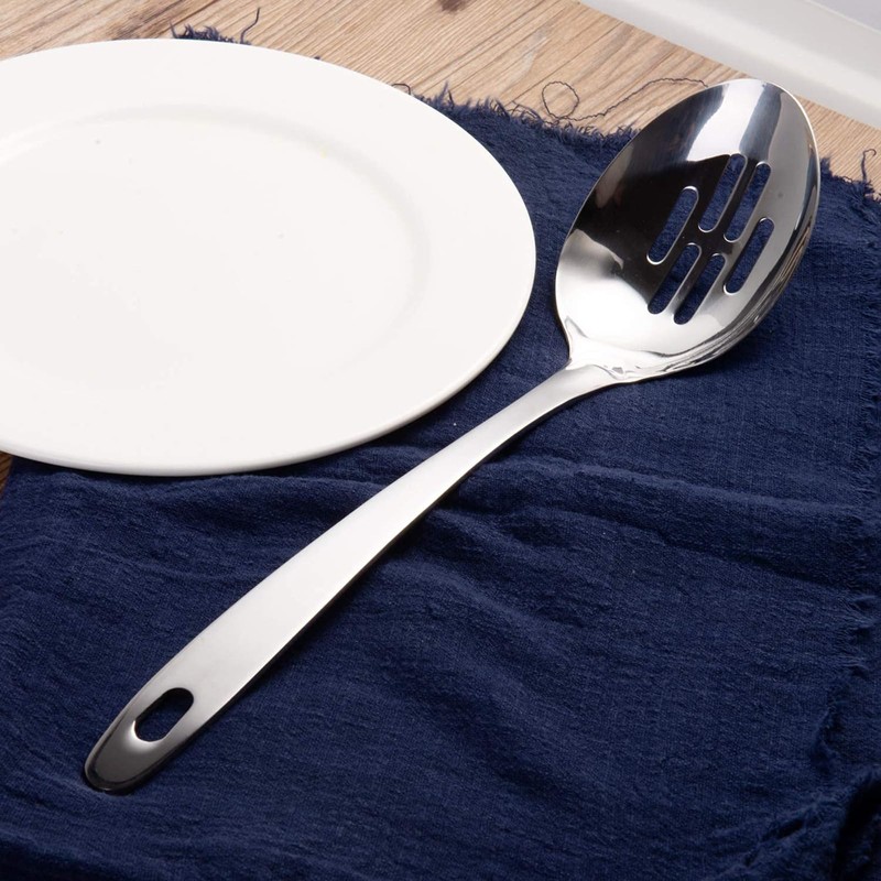 1 Pcs Slotted Spoon Stainless Steel Cooking Spoon Kitchen Serving