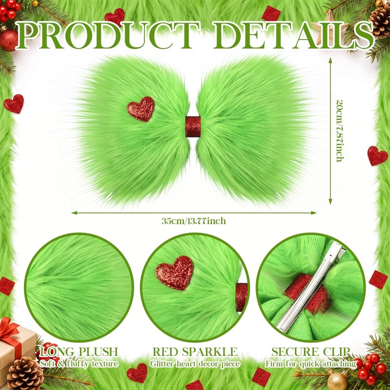 14 x 8'' Lime Green and Red Christmas Tree Topper