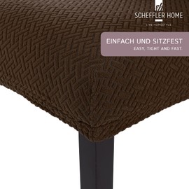 SCHEFFLER-Home Stretch Luna Chair Covers, Brown, Set of 2, Elastic Flannel Chair Covers, Swing Chairs, Covers with Elastic Band, Velvet Chair Covers