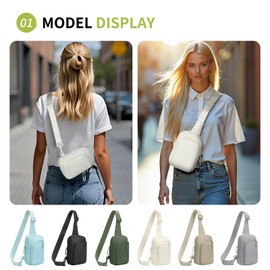 SUIKIHUM Mini Sling Bag for Men Women, 7.5 Inch Small Anti Theft Crossbody Reversible Nylon Chest Bag Fanny Pack for Travel Running Hiking (Beige)