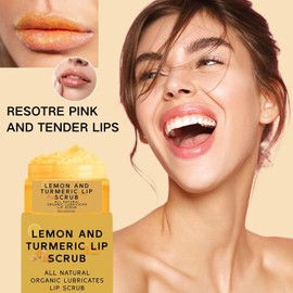 Exfoliante Labial De Cúrcuma, Exfoliante Labial De Limón Y Cúrcuma Para Labios Agrietados Y Secos, Elimina Las Líneas De Expresión, Exfoliante Labial Natural De Azúcar Con Aloe Vera,