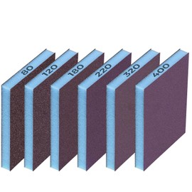 STEBRUAM 6 Pieces Sanding Sponges,80/120/180/220/320/400 6 Different Specifications Sanding Pads,Washable and Reusable,Sand Paper Pack for Metal Wood and Wall