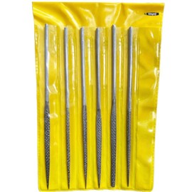Wax File Set – 6-Piece Wide Tooth Assortment for Wax, Plastic & Wood – Includes Pillar, Half Round, Round, Square, Warding & Three-Square – 5.5" Long Precision Files