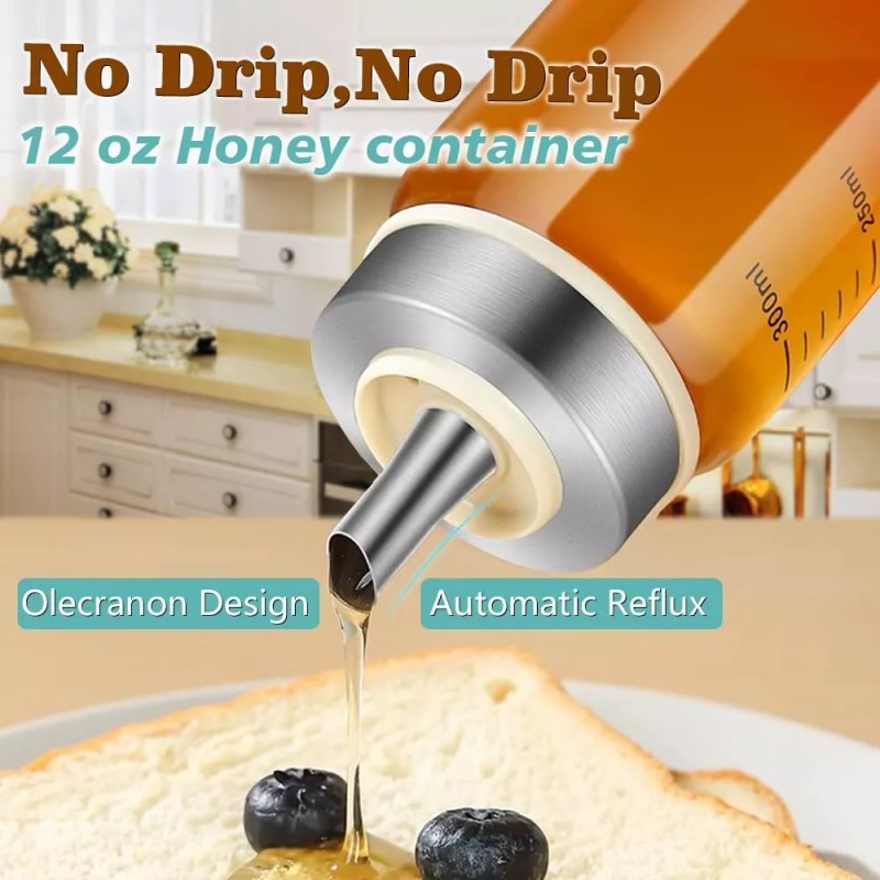 Matifaner Honey Dispenser No Drip, Maple Syrup Dispenser, Olecranon design,