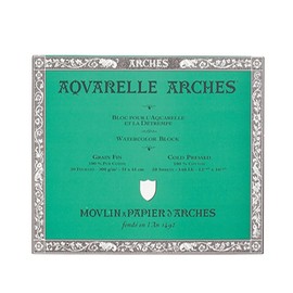 Canson Arches 003-895 Watercolor Paper Block, 7.9 x 7.9 inches (200 x 200 mm), Fine, 10.1 oz/yd2 (300