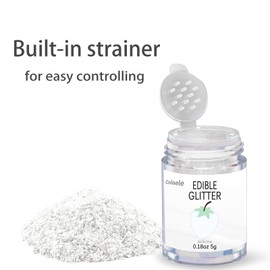 White Edible Glitter Glimmer Powder for Cakes Drinks - Colaele 5 grams Food-Grade Luster Dust Metallic Food Decorating Sprinkle Glimmery Brew Dust for Baking Dessert Chocolates Decorations, Vegan