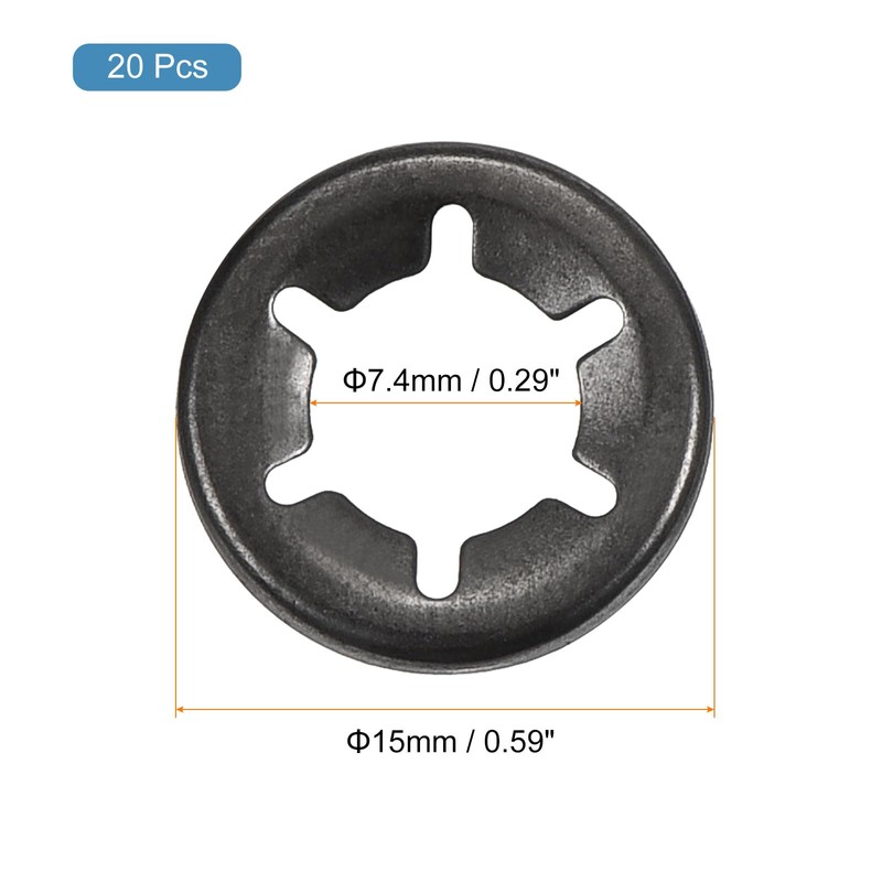 sourcing map M8 20Pcs Bearing Clamp Washer, 65Mn Internal Tooth