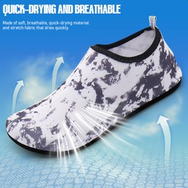 Bathing Shoes, Yoga Shoes, Breathable, Quick-Drying, Non-Slip Barefoot Shoes for Beach, Sports, Surfing and Swimming, Suitable for Men and Women, Tie Dye Black, 42/43 EU