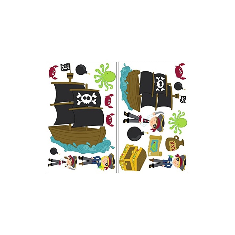 19-Piece Pirate Set with Pirate Ship / Treasure MAP Wall