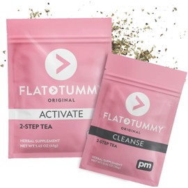 Flat Tummy Flat Tummy Tea – 2-step, 4 Week Program – Detox Tea to Boost Energy & Reduce Bloating* - All Natural Detox Cleanse w/ Green Tea, Lemon Balm, Dandelion, Fennel, & More - Digestion support