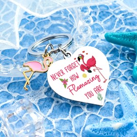 Wrpixe Flamingo Keychain Pink Flamingo Gifts for Women Cheer Up Gifts for Girls Pink Flamingos Decor for Adults Birthday Christmas Gift for Teens Flamingos Car Accessories